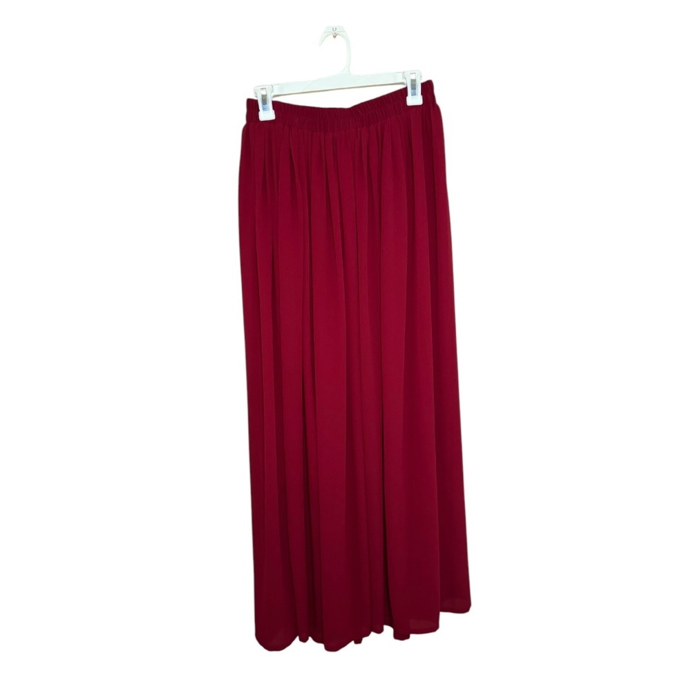 Chic Wish Red Chiffon Style Maxi Skirt